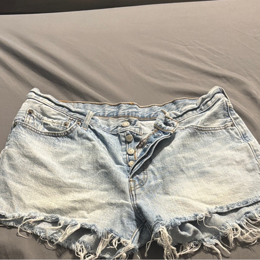 Levi's 501s Light Blue Frayed Jean Shorts